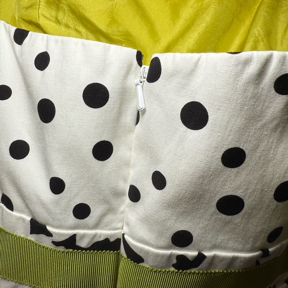 Anne Klein Strapless Black & White Floral Dress Green Bow Size 12 Fit & Flare - Picture 6 of 8